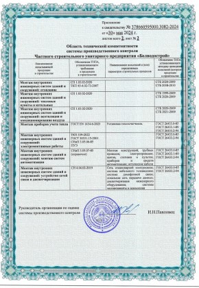 Приложение к свидетельству